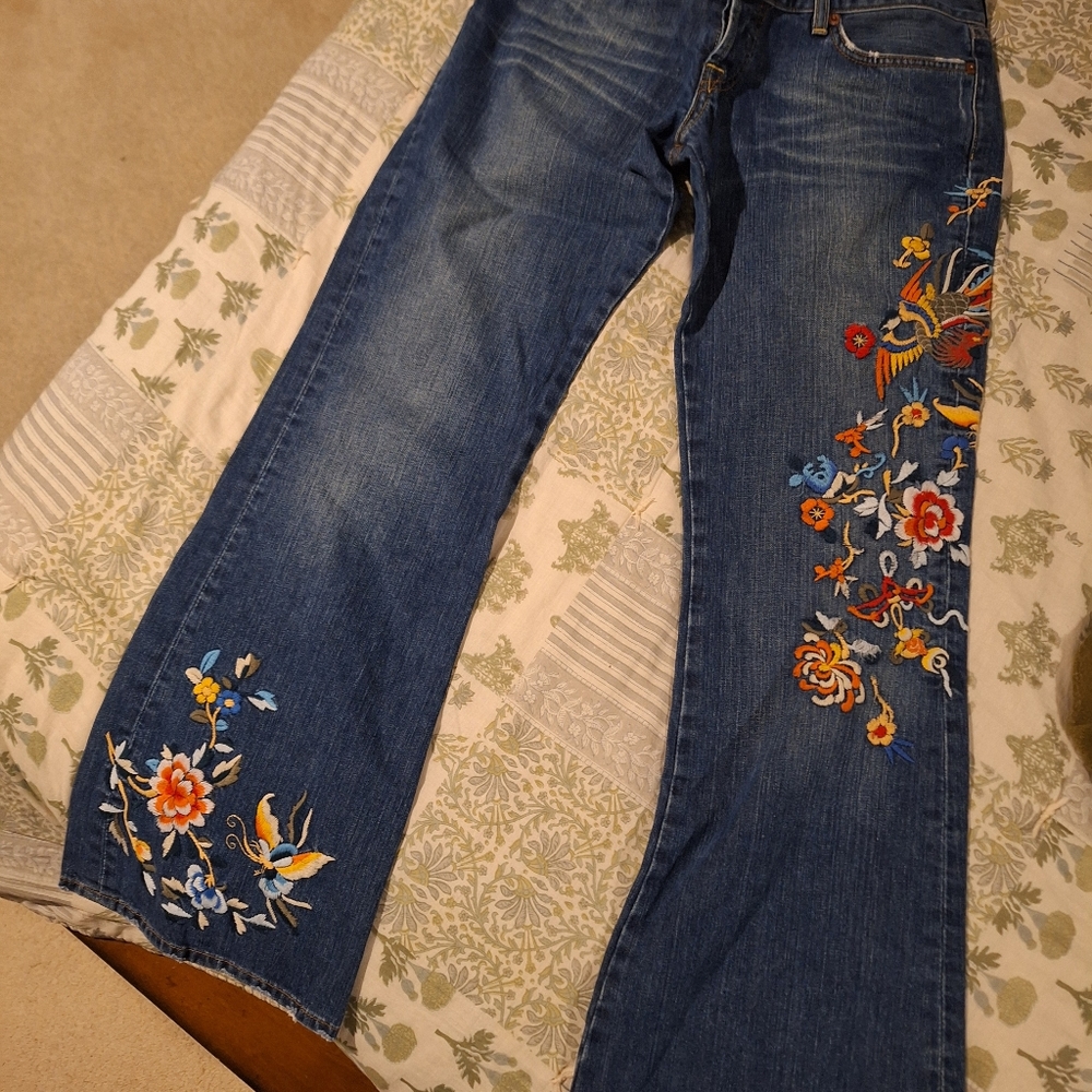 Lucky Brand embroidered jeans